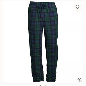 Lands' End Navy and Green Plaid Fleece Lined Pajama Bottoms